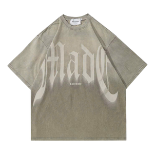 Camiseta extragrande de algodón pesado con estampado de calavera de Halloween DTF personalizada, ropa de calle con lavado ácido de 250GSM - Product Image 4