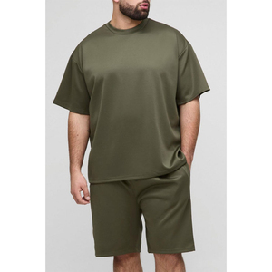 Ensemble de survêtement décontracté d'été pour hommes, nouveau modèle, t-shirt à manches courtes et short, couleur unie, 2 pièces, personnalisable, vente en gros - Product Image 4