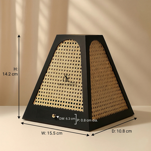 Pyramid-Shaped Wooden Arabic <b>Bakhoor</b> Burner With Rattan Mesh Panels And Storage Drawer, Ideal For Incense And <b>Oud</b> Fragrance Use - Product Image 3