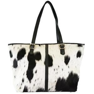 Bolso de mano para mujer, de cuero, con diseño geométrico, hecho a mano, con pelo de vaca, bandolera, con cremallera. - Product Image 6