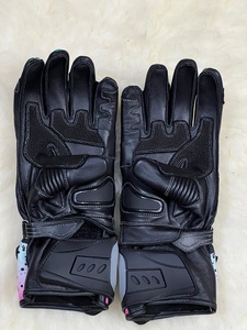 Gants de moto en cuir unisexes haut de gamme à doigts entiers, compatibles écran tactile, avec manchette longue, protection des articulations, paume renforcée et fermeture auto-agrippante - Product Image 3