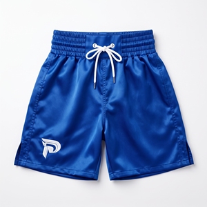 Pantalones Cortos de Boxeo Azules con Logotipo Blanco y Cintura con Cordón para Entrenamiento - Product Image 1