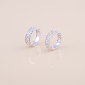 Pendientes de Aro con Doble Hilera de Diamantes Cultivados en Laboratorio con Certificación IGI, Oro Amarillo/Blanco y Rosa de 9 Quilates, Pendientes de Aro Huggie para Mujer - Product Image 1