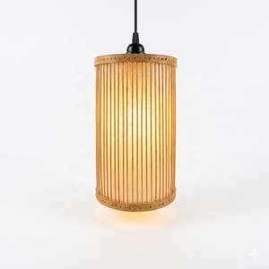 Lustre de plafond en osier écologique sur mesure, grand modèle, avec abat-jour en bambou et rotin pour la décoration - Product Image 2