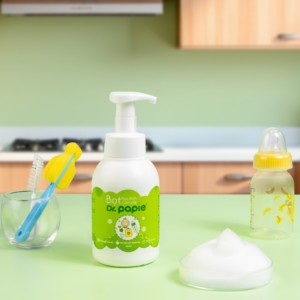 Mousse nettoyante douce pour biberons Dr. Papie, ingrédients végétaux, embout moussant, emballage en bouteille plastique, digestion saine des nourrissons - Product Image 6