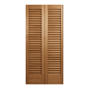 <b>Solid</b> Wood Plantation Style Louvered Doors with Rustic Finish for Interior Cabinet <b>Wardrobe</b> and Closet Decoration - Product Image 1