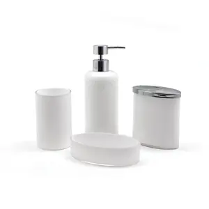 Haushalts handgemachte einzigartige elegante geblasene Glas Pure White Classic Bad zubehör Set