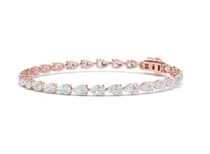 Bracelet tennis en diamants de laboratoire en forme de poire, 5,61 carats au total, 7 pouces, or jaune 9 carats - Product Image 2