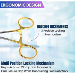 Forceps dentés Allis de qualité supérieure |   Poignées plaquées or |   Instruments chirurgicaux en acier inoxydable avec incrustation en carbure de tungstène CE ISO - Product Image 5