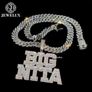 Pendentif de luxe en argent 925 plaqué or, serti de perles d'eau douce, design Hip Hop, certifié IGI, par Jewelux - Product Image 1
