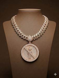 Divine Export IGI Certified Brilliant Cut Moissanite Alternative Lab CVD Hip Hop Cuban Link Sterling <b>Silver</b> 18K Gold <b>Chain</b> - Product Image 1