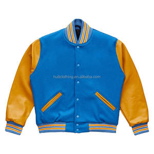 แจ็คเก็ต Letterman แบบขายส่ง สั่งทำโลโก้ได้ คุณภาพสูง แจ็คเก็ต Varsity แขนหนัง PU ผ้าสแปนเด็กซ์ แจ็คเก็ต Varsity แบบเปล่าสำหรับผู้ชาย - Product Image 2