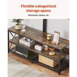 48-Inch <b>TV</b> <b>Stand</b> <b>Mount</b> for 75-Inch <b>TVs</b> 3 Tiers Open Storage Cabinets Brown Bedroom Living Room Entertainment Center Power <b>TV</b> - Product Image 6