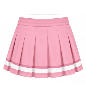 Adults Pink <b>White</b> Printed Cheer Uniform <b>Set</b> Short Sleeve <b>Top</b> Pleated <b>Skirt</b> Team Athletic Sportswear Training Practice - Product Image 6