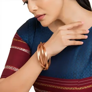 Handcrafted Organic Lattice <b>Engraved</b> Solid Copper Wrist Cuff <b>Bangle</b> Fashionable Metal Jewelry Exquisite Design - Product Image 2