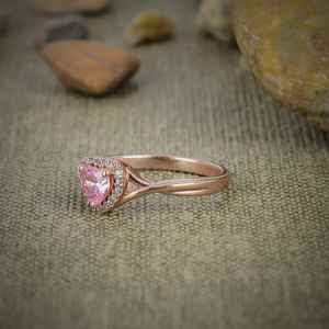 Pink Kunzite <b>925</b> Sterling <b>Silver</b> 14K Rose Gold Plated Heart Cut Art Deco <b>Ring</b> Handmade Pastel Gemstone Jewelry IGI Certified - Product Image 4