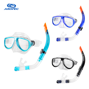 Ensemble de plongée en apnée Aropec pour adultes en PVC, certifié CE, sans phtalates, masque à 2 lentilles et tuba à embout sec avec sac en filet - OEM/ODM/OBM - Product Image 1