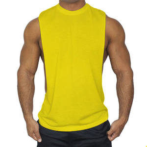Wholesale Factory Cotton <b>Fabric</b> Men's Workout Solid Color Shirt Sleeveless Gym Tank Tops Vest Tank Top Singlet - Product Image 2
