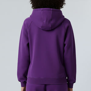 Sudadera con Capucha y Cremallera para Mujer, Color Morado, Manga Larga, Felpa de Algodón, Informal, para Otoño, con Logotipo Frontal y Bolsillos, Precio Económico - Product Image 6