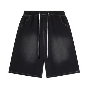 Shorts streetwear délavés à l'acide pour hommes, en coton personnalisé 260 280 300 g/m², ourlet brut, cordon de serrage, style vintage et vieilli - Product Image 2