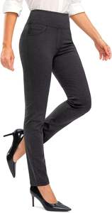 Pantalones de Vestir de Cintura Alta para Mujer con Bolsillos, Pantalones de Trabajo Casuales de Negocios para Mujer, Pantalones Ajustados Elásticos para Oficina - Product Image 3