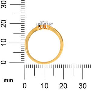 Anillo de tres piedras para mujer, oro amarillo de 14 quilates, diamantes redondos de 0,15 quilates, banda delicada, joyería fina, regalo para ocasiones especiales - Product Image 5