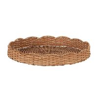 Cadeau de Noël, plateau rond en rotin naturel tissé moderne avec motif végétal, décoration en coquillages, artisanat, vaisselle, décoration de la maison