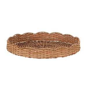 Christmas Gift Natural Woven Rattan <b>Tray</b> with Seashell Decor Round Serving <b>Tray</b> Handicrafts Tableware and Home Decor - Product Image 6