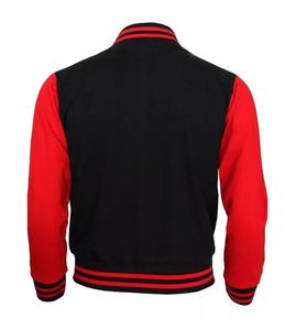 Blouson universitaire d'hiver en cuir de vachette et laine de haute qualité, col montant, capuche respirante, tricoté, service OEM - Product Image 3