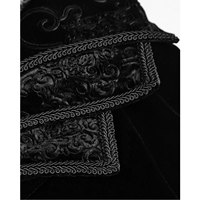 Veste Gothique Femme, Costume Médiéval Steampunk, Manteau de Soirée Brodé à Boutonnage Simple avec Manches en Dentelle, Coupe Slim
