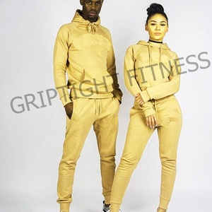 Chándales para parejas con logotipo personalizado de alta calidad 2021, chándal de lana de algodón de talla grande en estilo de conjunto de invierno - Product Image 3