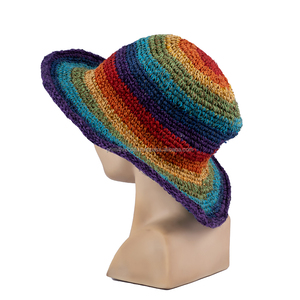 Sombrero de Sol Tejido de Cáñamo Orgánico Natural, Ecológico, de Paja, para Playa, Verano, Aire Libre, con Ala Ancha, Plegable, Tipo Bucket para Mujer - Product Image 4