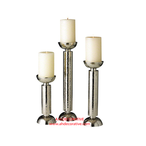 Luxury Nickel-Finish Sculptural <b>Candlesticks</b> Minimalist Tiered Metal Pedestal for Mantel & Dining Table Wholesale Candle Stand - Product Image 6