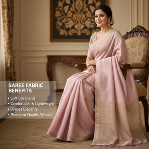 Sari en brocart tissé à la main avec des motifs Zari et Minakari |   Soie de luxe pour tenues de soirée toutes saisons avec tissu à séchage rapide et pièce de chemisier - Product Image 2