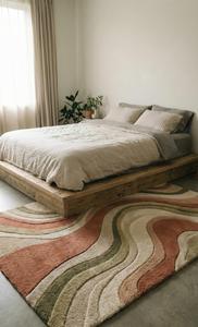 Luxury Modern <b>Abstract</b> Wavy Pattern Wool Plush Area Rug Soft Living Room Bedroom Floor Home Decor - Product Image 2