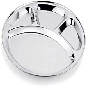 Assiette de table classique en acier inoxydable, plateau compartimenté pour cantine, thali artisanal pour mariage et fête - Product Image 4
