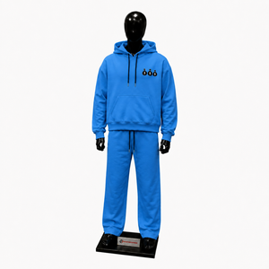 Ensemble de survêtement bleu pour homme, sweat-shirt à capuche et pantalon de jogging de qualité supérieure, tenue décontractée de style streetwear, ensemble deux pièces assorti, sport urbain moderne - Product Image 1