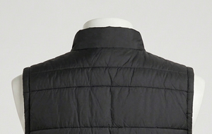 Unisex Black <b>Quilted</b> puffer Jacket Stand Collar Zipper Closure Sleeveless <b>Winter</b> Wear Regular Fit 100% Polyester Solid Color - Product Image 5