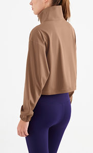 Hauts actifs légers en nylon 100 % de haute qualité avec fermeture éclair quart de tour, vestes de protection solaire, coupe-vent courts, chemises athleisure pour femmes - Product Image 6