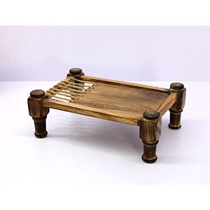 Plateau décoratif en bois de charpai, plateau en bois design, plateau en bois fait main, plateau de service indien - Product Image 2