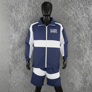 Wholesale Custom Logo <b>Mens</b> Windbreaker Tracksuit Set Breathable Full <b>Zip</b> Jacket with Matching <b>Shorts</b> Sportswear Manufacturer - Product Image 3