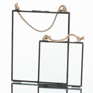 Cadre photo rectangulaire en bois avec ruban à nœud pour décoration suspendue - Product Image 2