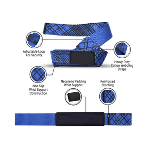 Blue Weightlifting <b>Straps</b> with Anti-Slip Design <b>Velcro</b> Closure for Gym Use Unisex Weightlifting <b>Straps</b> For Sale - Product Image 6