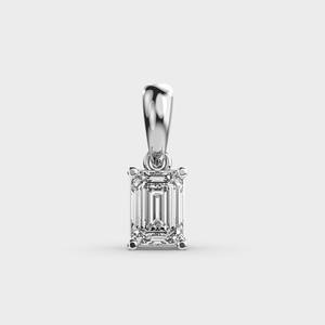 Pendentif solitaire en diamant de laboratoire taille émeraude en argent sterling 925 massif plaqué rhodium certifié IGI - Product Image 1