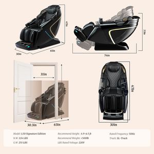 Sillón de Masaje de Cuerpo Completo y Reclinable con Puntos Fijos, Gravedad Cero, Cuero con Textura de Madera, Masaje de Pies, Bolsas de Aire, Lumbares - Product Image 2