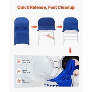 50 Pezzi Coprisedia Blu in Poliestere Spandex, Coperture Elasticizzate per Sedie per Matrimoni, Feste, Cene o Banchetti - Product Image 5