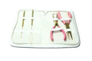 Professional 4 Pcs Pink and Gold Micro Ring Hair Extension <b>Pliers</b> Looper Hook & Bead Remover with Leather Pouch ANAAIF - Product Image 2