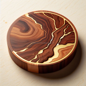 Artisan Crafted Square &amp; Circular Acacia Wood Coasters Elegant Coffee Tabletop Protection Evoking the Charm of <strong>Chopping</strong> <strong>Blocks</strong>