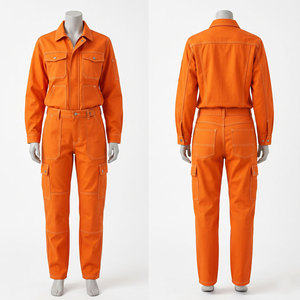 Combinaison de travail unisexe grise en coton avec bandes réfléchissantes, uniforme de sécurité haute visibilité, coupe-vent, certifiée CE/EU - Product Image 1