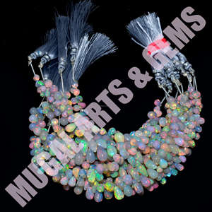 Premium Natural Handmade Multi Ethiopian <b>Opal</b> Smooth Drops Shape 6 Inches 3x4 7x10mm Gemstone Beads Strand Third Party Certified - Product Image 1